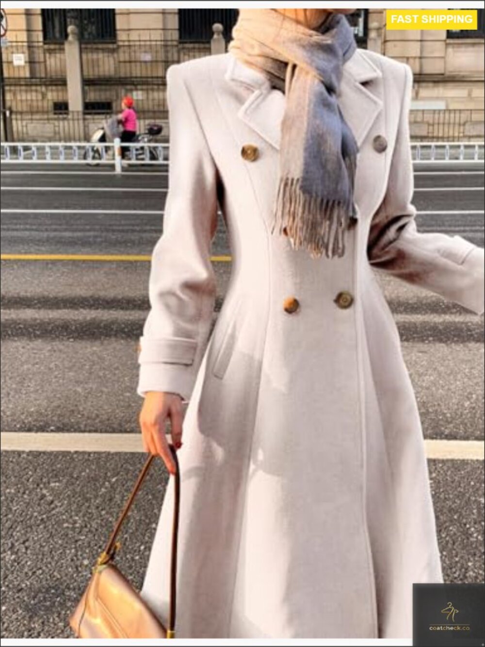 Long Wool Peacoat Double Breasted Maxi Trench Fall Winter Classic Slim Fit - Picture 3 of 6